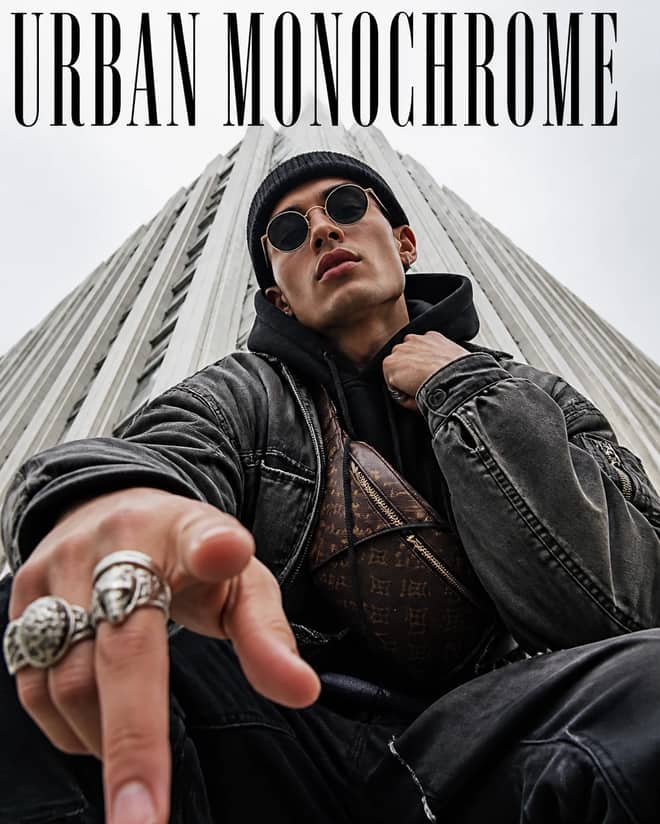 Urban Monochrome Low Angle Streetwear Photo Prompt