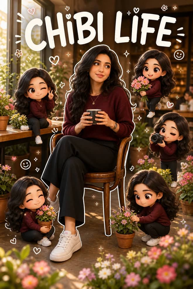 Chibi Miniature Doodle Portrait Photo Editing Prompt