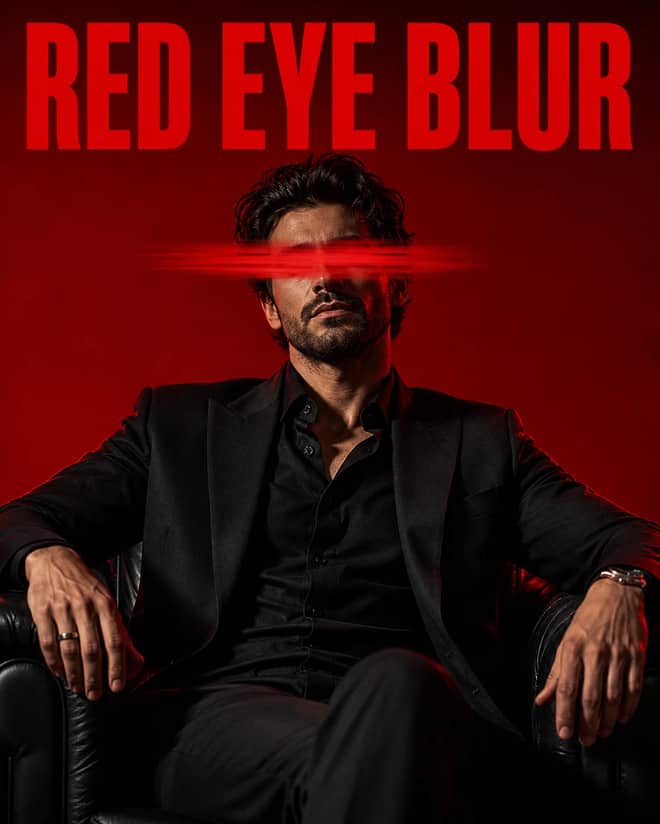 Red Eye Motion Blur Black Suit Portrait Prompt
