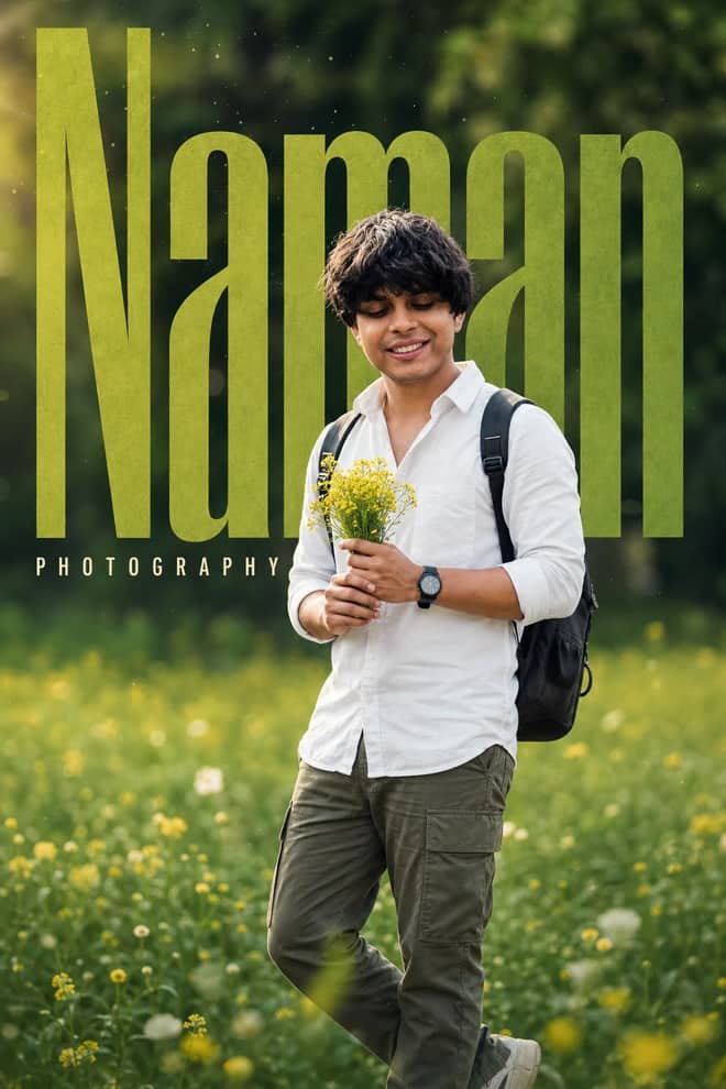 Minimal Naman Flower Field Portrait Poster Prompt