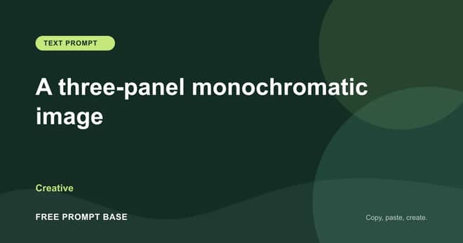 A three-panel monochromatic image AI prompt cover