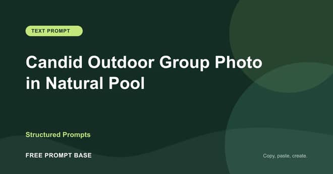 Candid Outdoor Group Photo in Natural Pool AI prompt cover