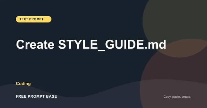 Create STYLE_GUIDE.md AI prompt cover