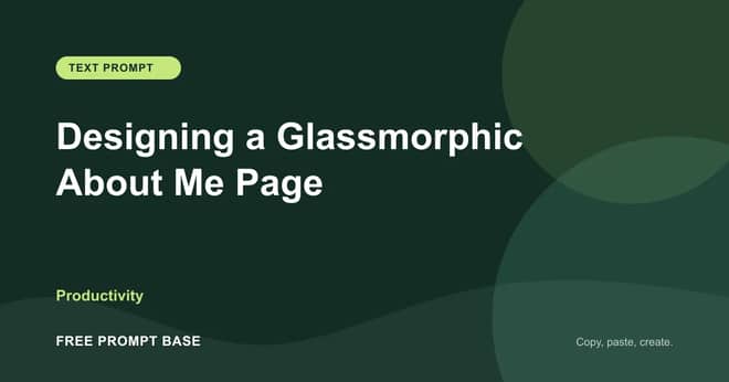 Designing a Glassmorphic About Me Page AI prompt cover