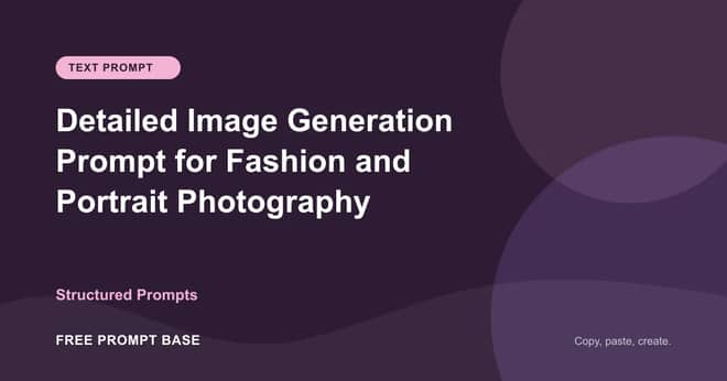 Detailed Image Generation Prompt for Fashion and Portrait Photography AI prompt cover