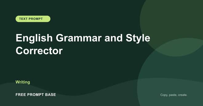 English Grammar and Style Corrector AI prompt cover