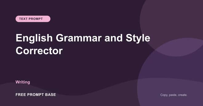 English Grammar and Style Corrector AI prompt cover