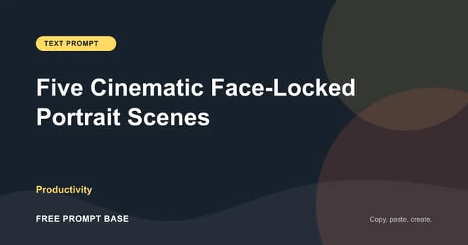Five Cinematic Face-Locked Portrait Scenes AI prompt cover