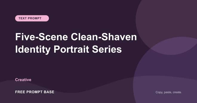 Five-Scene Clean-Shaven Identity Portrait Series AI prompt cover