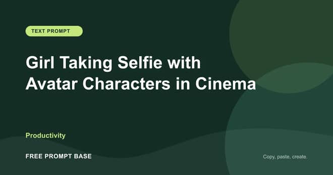 Girl Taking Selfie with Avatar Characters in Cinema AI prompt cover