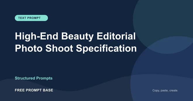 High-End Beauty Editorial Photo Shoot Specification AI prompt cover