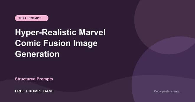Hyper-Realistic Marvel Comic Fusion Image Generation AI prompt cover
