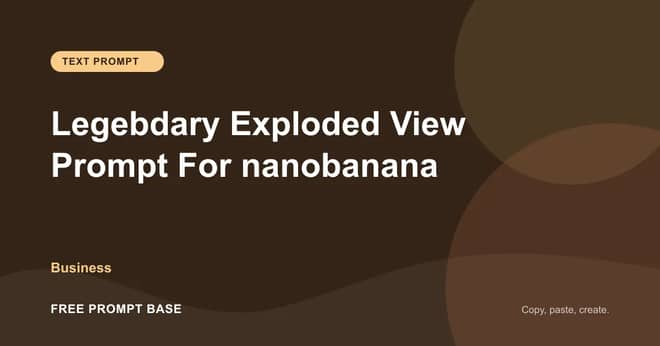 Legebdary Exploded View Prompt For nanobanana AI prompt cover