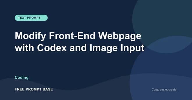 Modify Front-End Webpage with Codex and Image Input AI prompt cover
