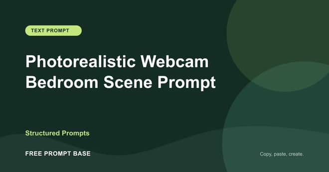 Photorealistic Webcam Bedroom Scene Prompt AI prompt cover
