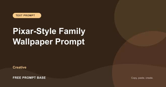 Pixar-Style Family Wallpaper Prompt AI prompt cover