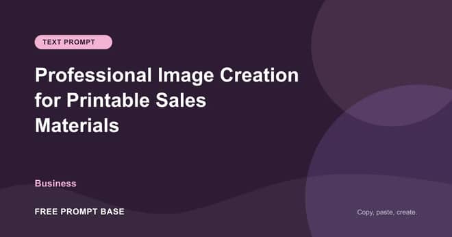 Professional Image Creation for Printable Sales Materials AI prompt cover