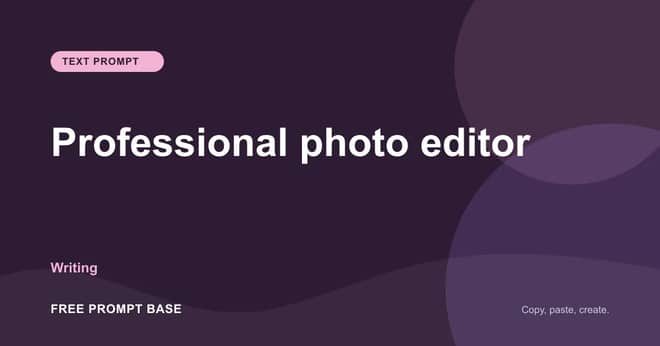 Professional photo editor AI prompt cover