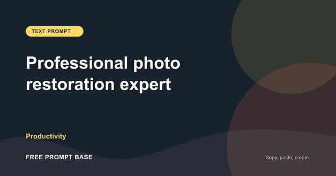 Professional photo restoration expert AI prompt cover