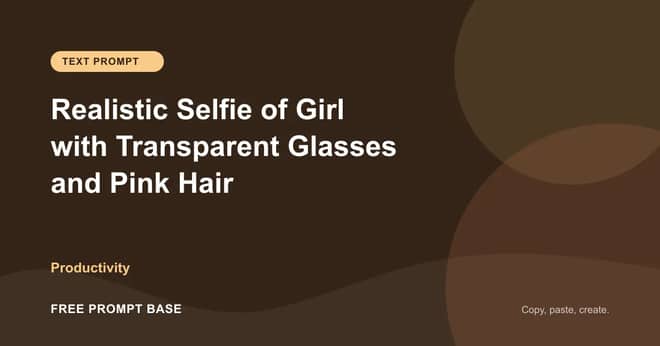 Realistic Selfie of Girl with Transparent Glasses and Pink Hair AI prompt cover