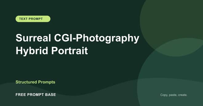 Surreal CGI-Photography Hybrid Portrait AI prompt cover