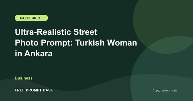 Ultra-Realistic Street Photo Prompt: Turkish Woman in Ankara AI prompt cover