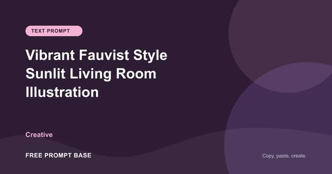 Vibrant Fauvist Style Sunlit Living Room Illustration AI prompt cover