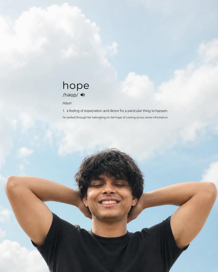South Indian Man Hope Dictionary Typography Prompt