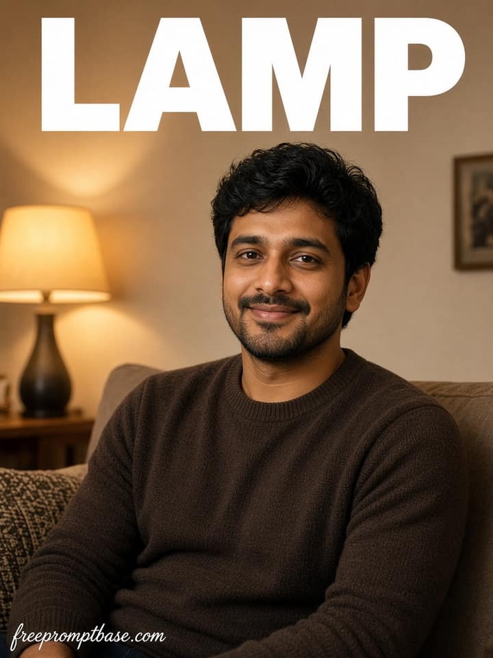 Warm Lamp Indoor ChatGPT Photo Editing Prompt Man