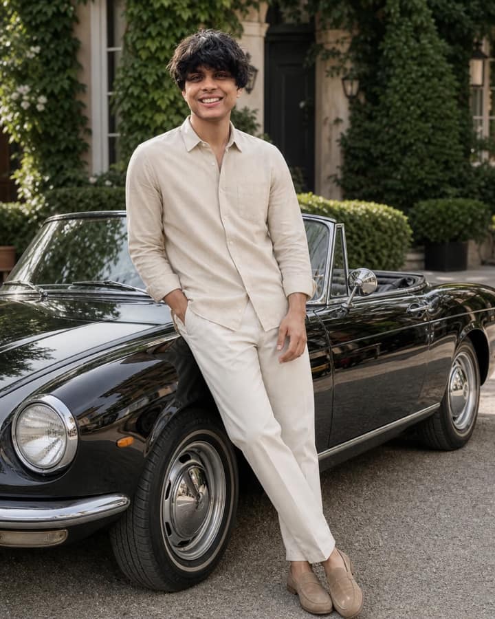 Beige Premium Shirt Fashion Campaign AI Prompt