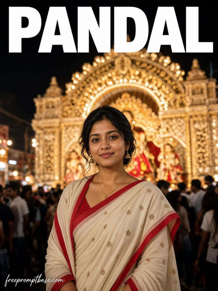 Pandal Night Gemini Durga Puja Photo Prompt Solo