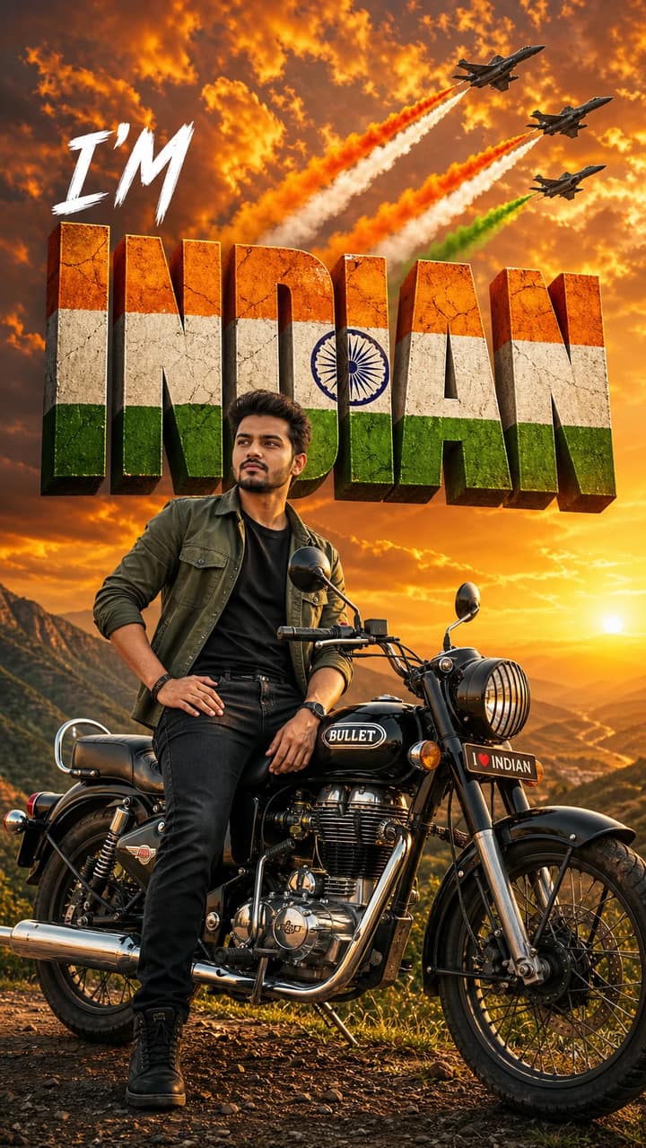 Patriotic Indian Motorcycle Poster AI Image Prompt