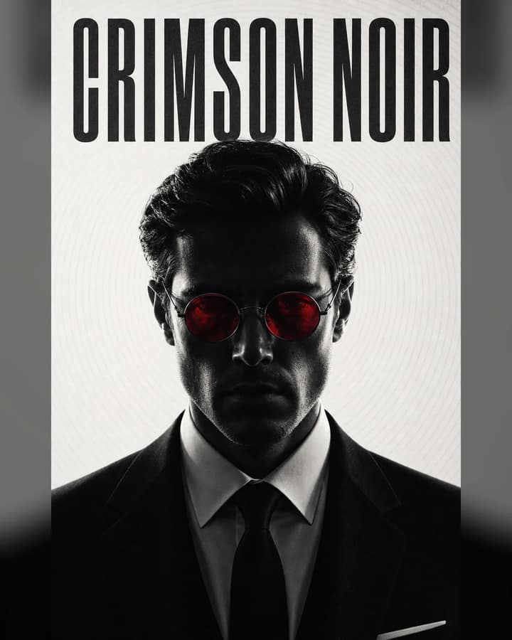 Crimson Lens Monochrome Neo-Noir Portrait Prompt