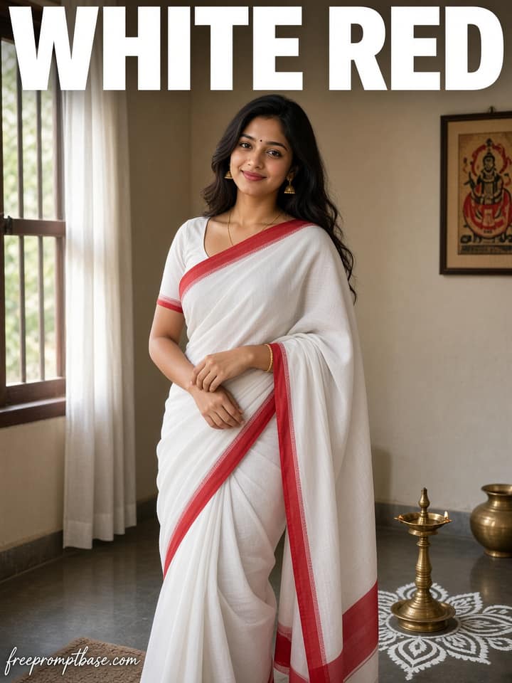 White Red Indoor Gemini Durga Puja Photo Prompt