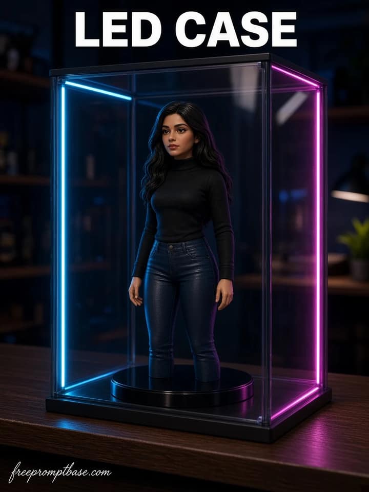 Nano Banana LED Cabinet Figurine Prompt for Gemini
