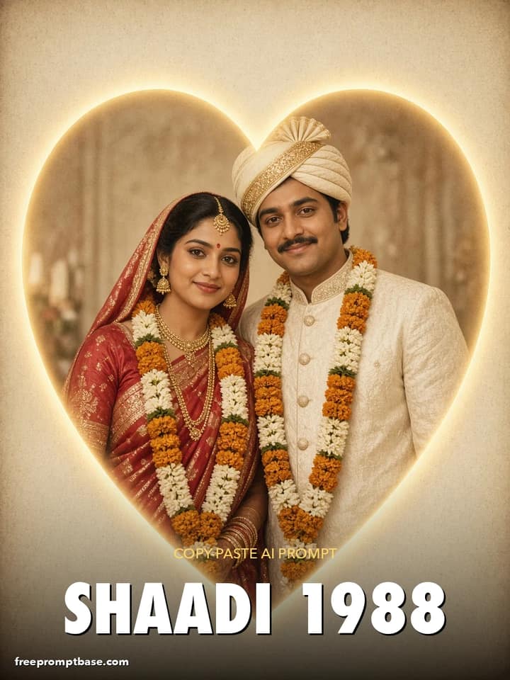 80s Wedding Photo Prompt: Studio Couple Frame