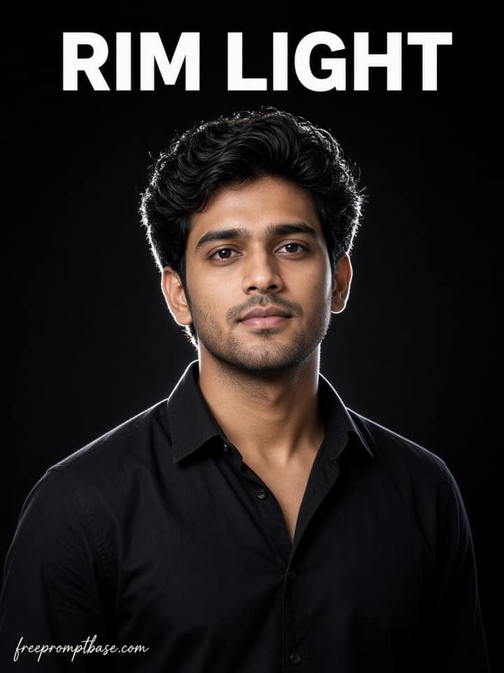 Black Backdrop Rim Light ChatGPT Photo Prompt Man