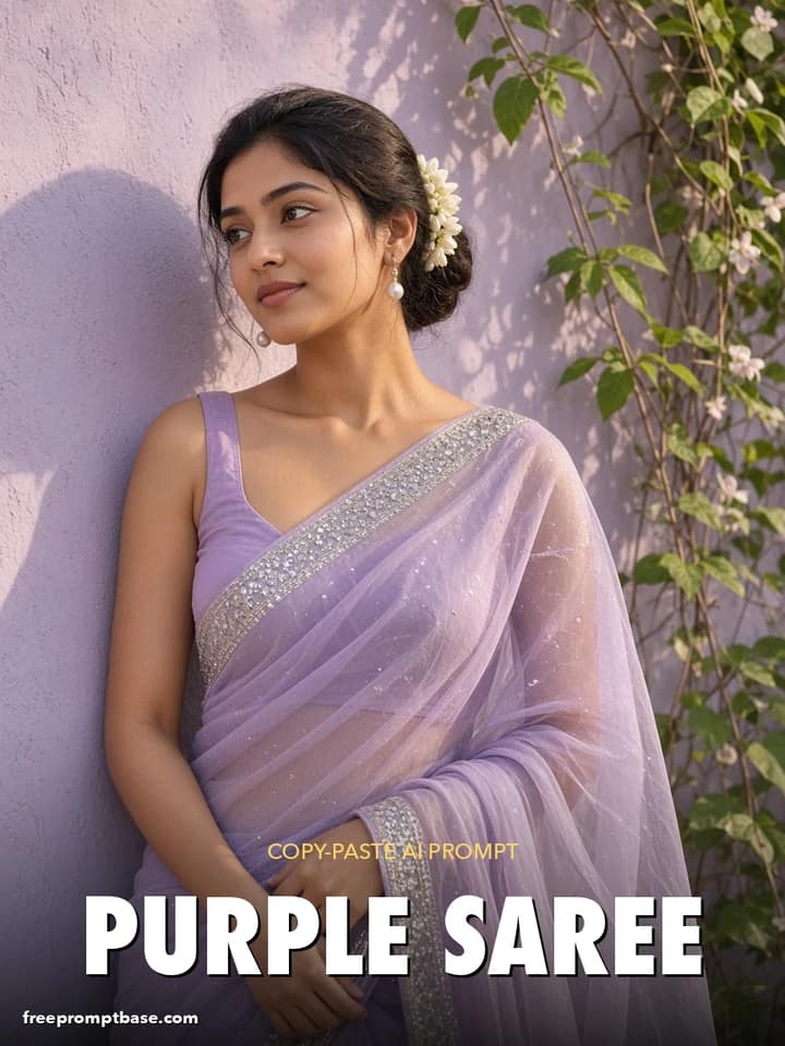 Trending Purple Saree Prompt for Gemini AI Photo Edit