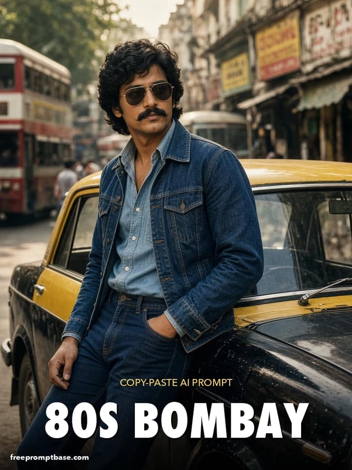 80s Photo Prompt for Men: Double Denim Taxi Street