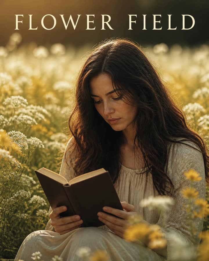Flower Field Holy Bible Cinematic Portrait Prompt