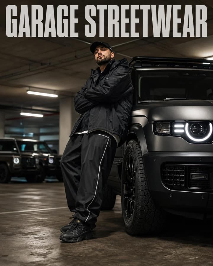 Land Rover Defender Garage Streetwear Photo Prompt