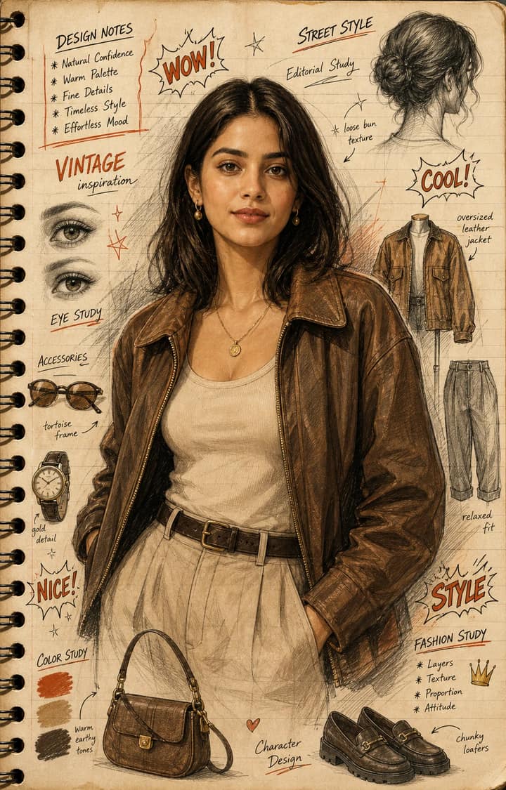 Mixed-Media Sketchbook Fashion Illustration Prompt