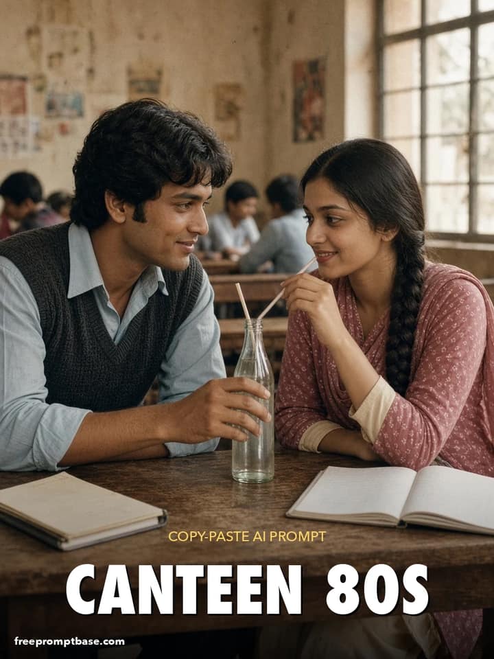 80s College Canteen Couple Photo Prompt for ChatGPT
