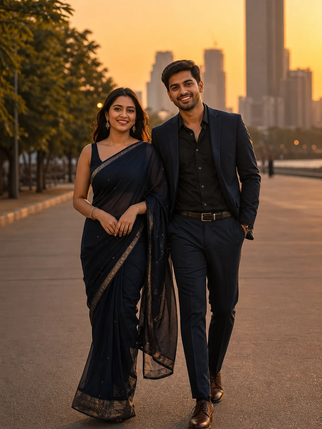 indian couple gemini ai photo prompt saree example 5 — 5 Stunning Indian Couple Gemini AI Photo Prompts Saree Look