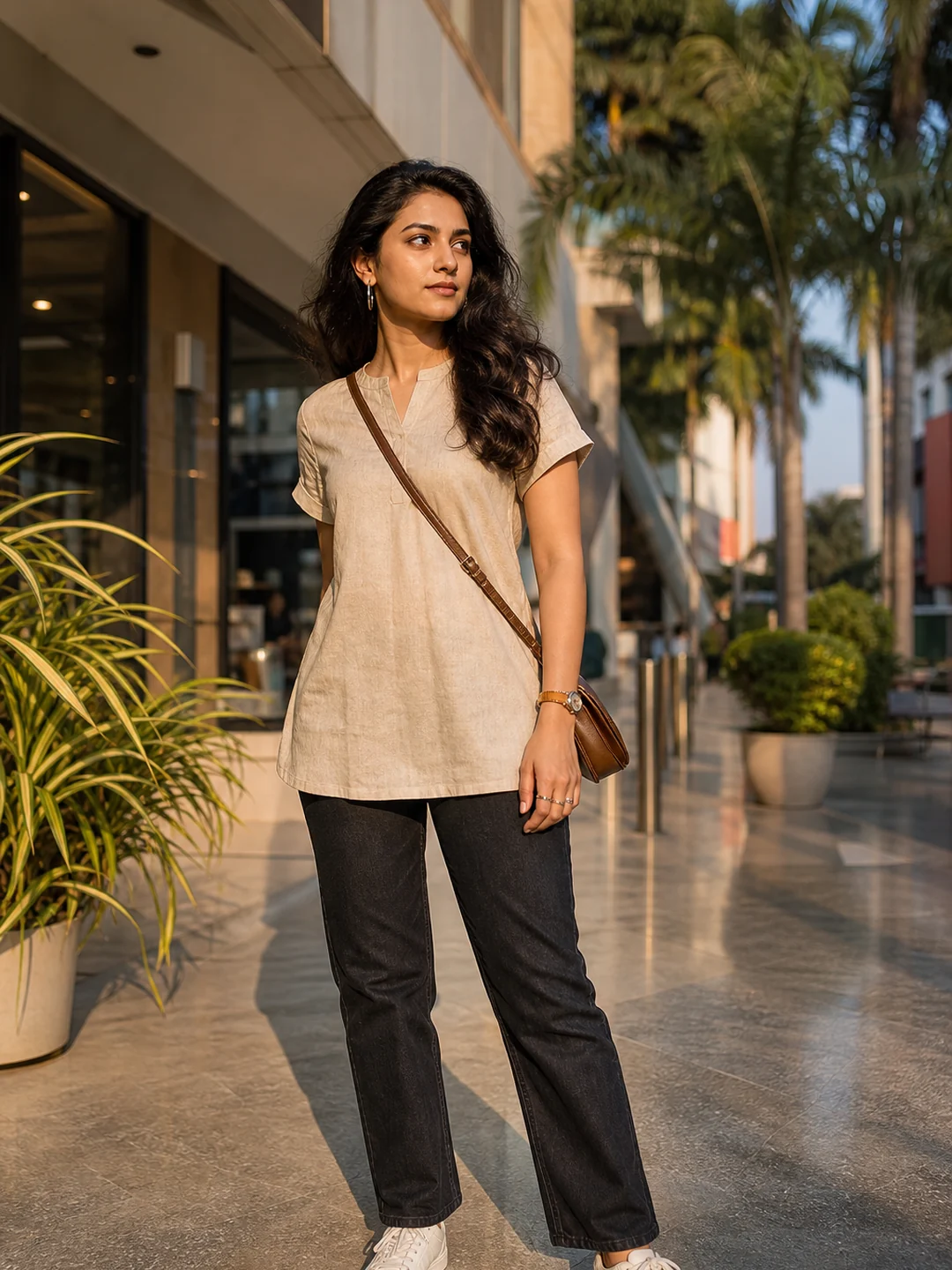 kurti and denim jeans gemini prompt example 3 — 5 Viral Stunning Kurti and Denim Jeans Gemini Prompts for Girls