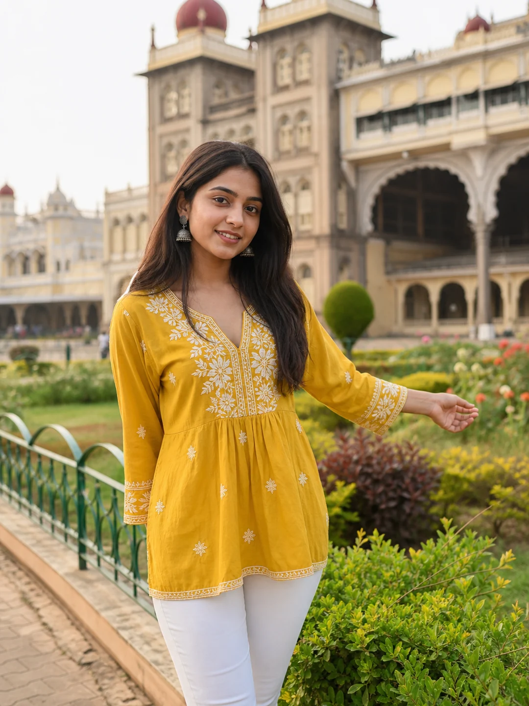 kurti and denim jeans gemini prompt example 5 — 5 Viral Stunning Kurti and Denim Jeans Gemini Prompts for Girls
