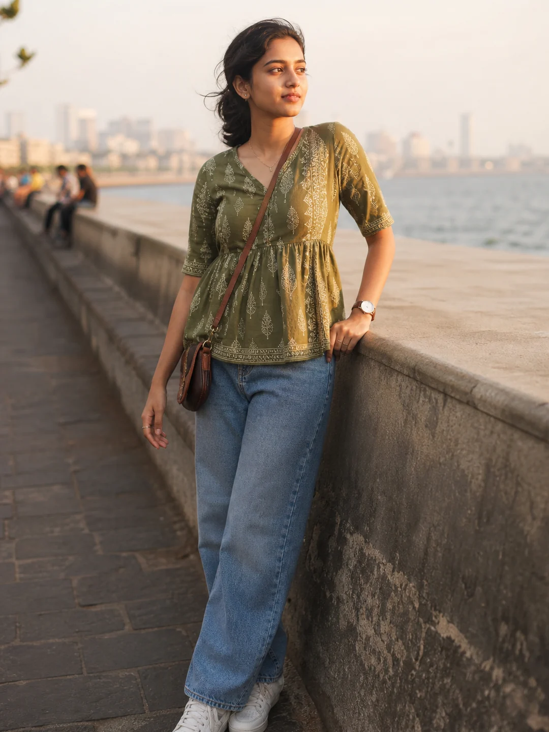 kurti and denim jeans gemini prompt example 4 — 5 Viral Stunning Kurti and Denim Jeans Gemini Prompts for Girls