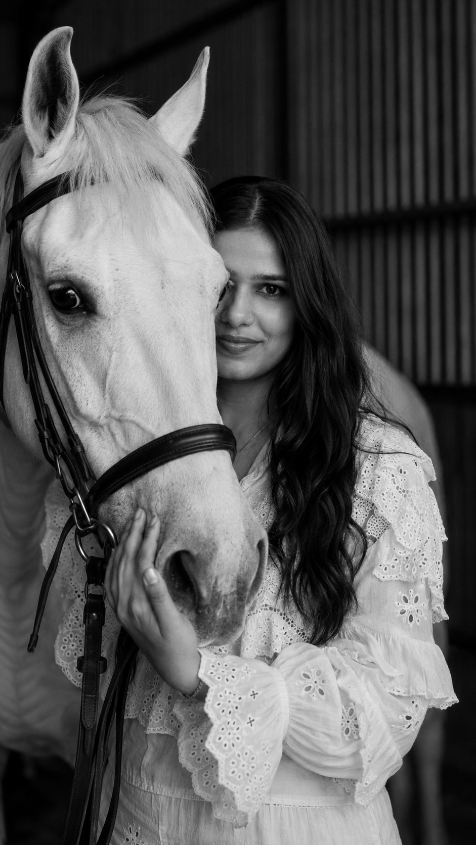 Black & White Horse Portrait AI Prompt for Gemini