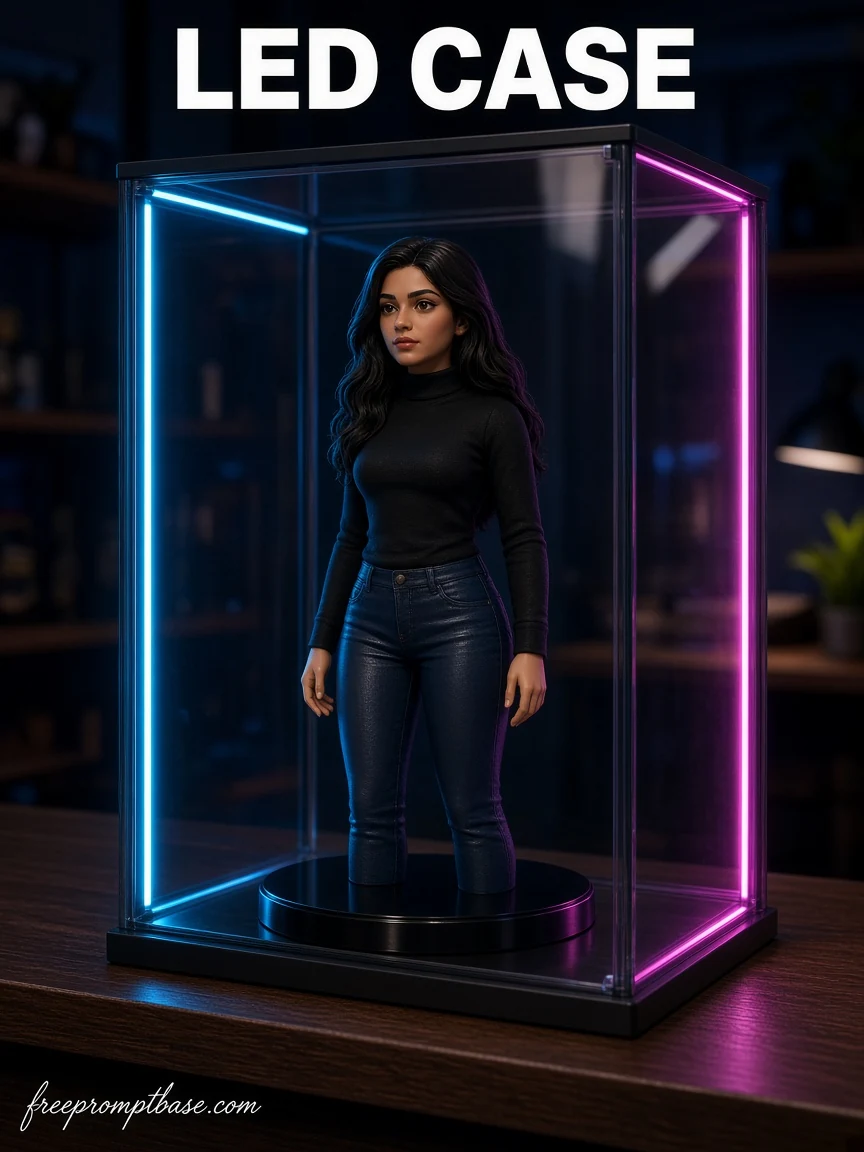 nano banana led cabinet figurine prompt example