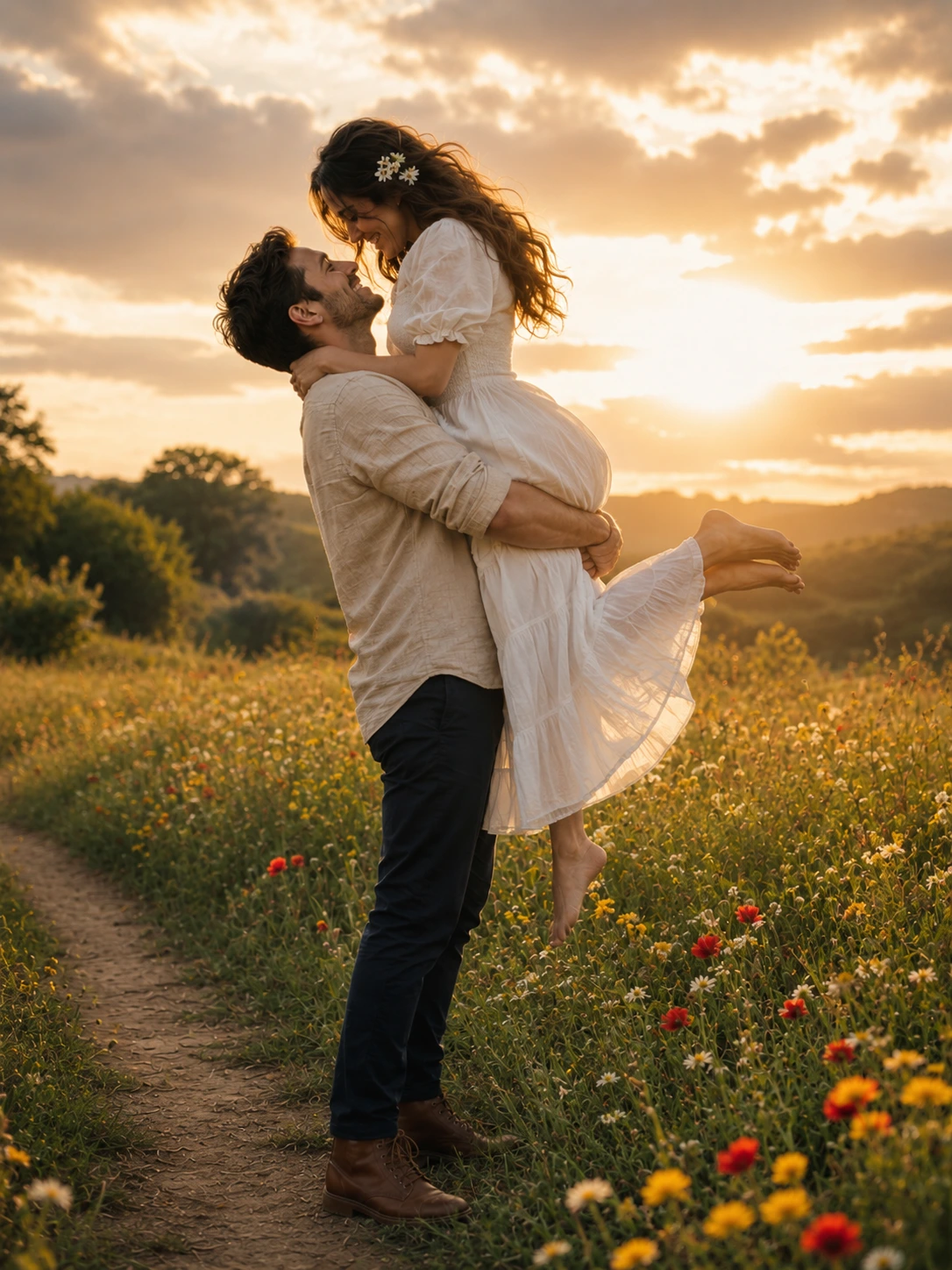 Wildflower Meadow Couple – Gemini AI Photo Prompt — image 3